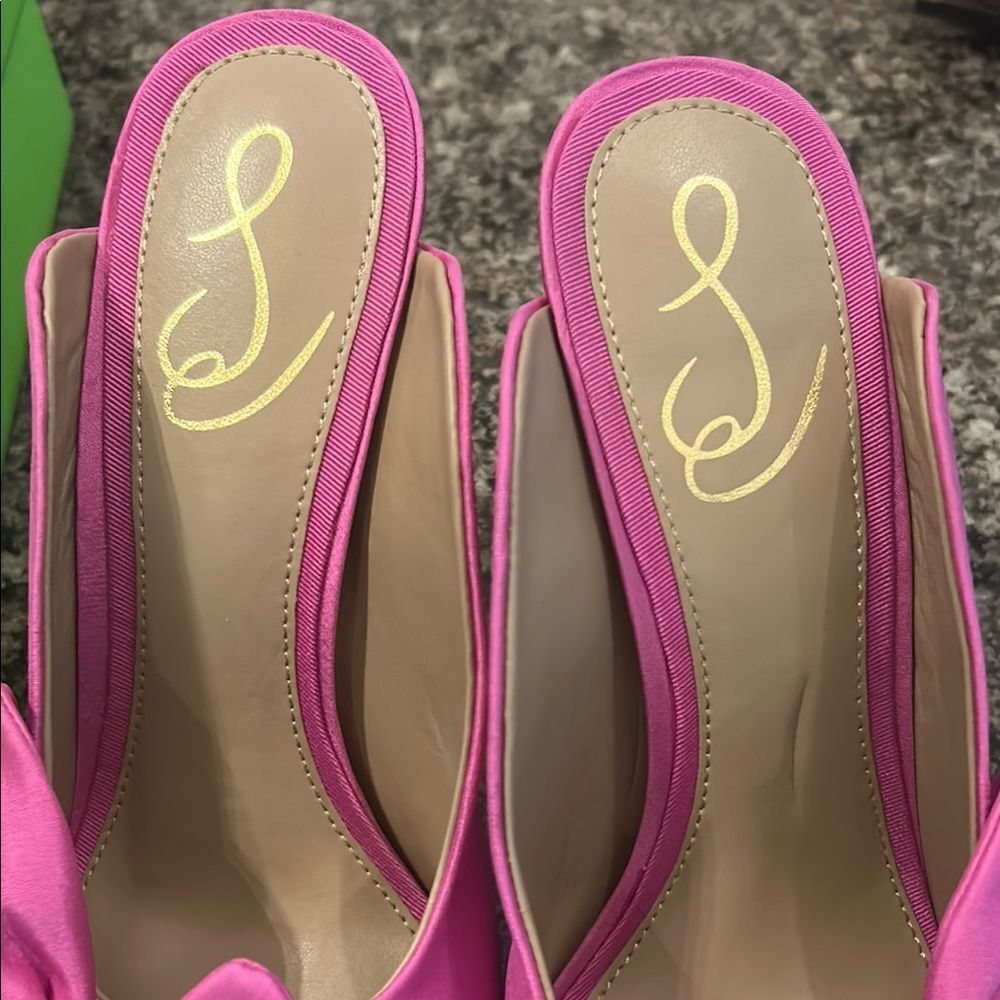 Sam Edelman Fuchsia Bow Slingback Heels - Picture 7 of 13